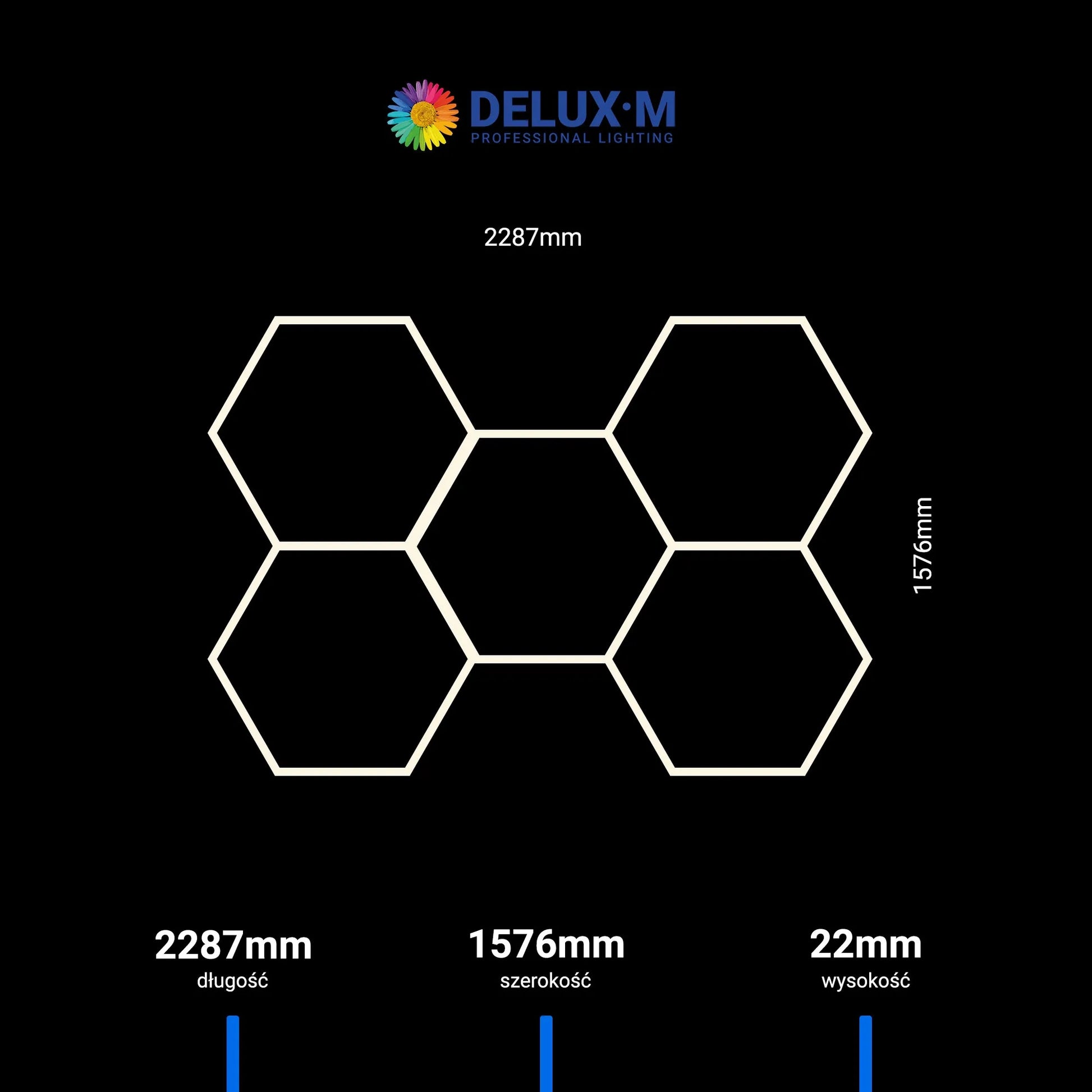LED lubinis šviestuvas HEXAGON 5 plokštė baltas garažui 4000K