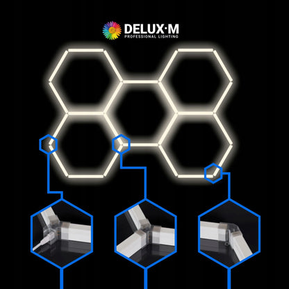 LED lubinis šviestuvas HEXAGON 5 plokštė baltas garažui 4000K