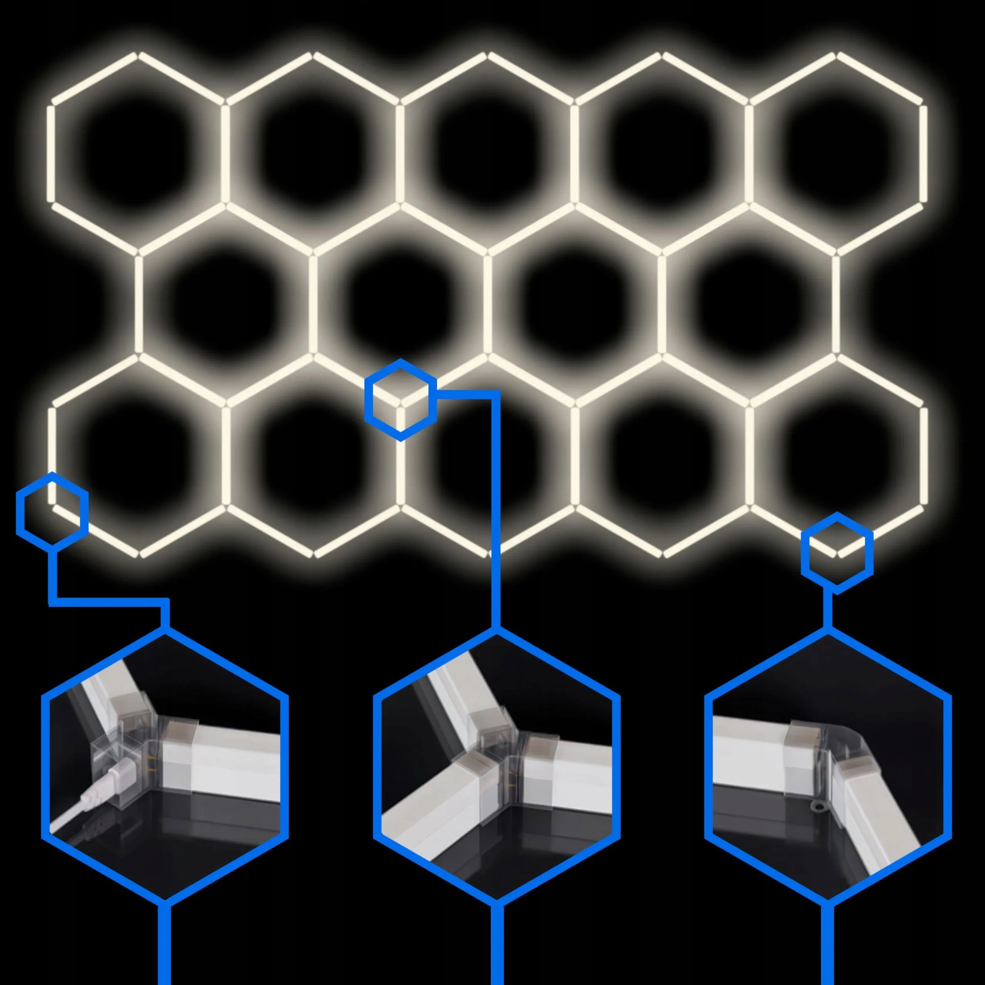 LED lubinis šviestuvas panelis plafonas Hexagon 229x394cm 4000K garažui namams