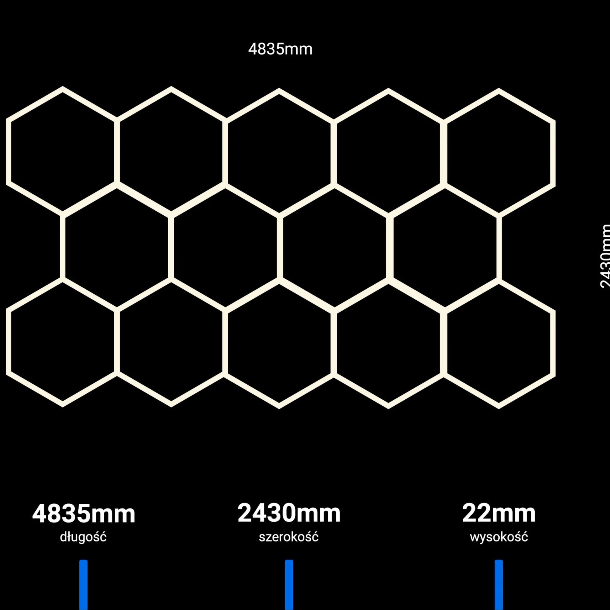 LED lubinis šviestuvas panelis plafonas Hexagon 229x394cm 4000K garažui namams