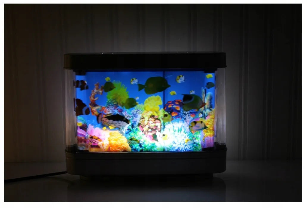 LED Naktinė Lempa Akvariumas su Plaukiojančiomis Žuvytėmis
