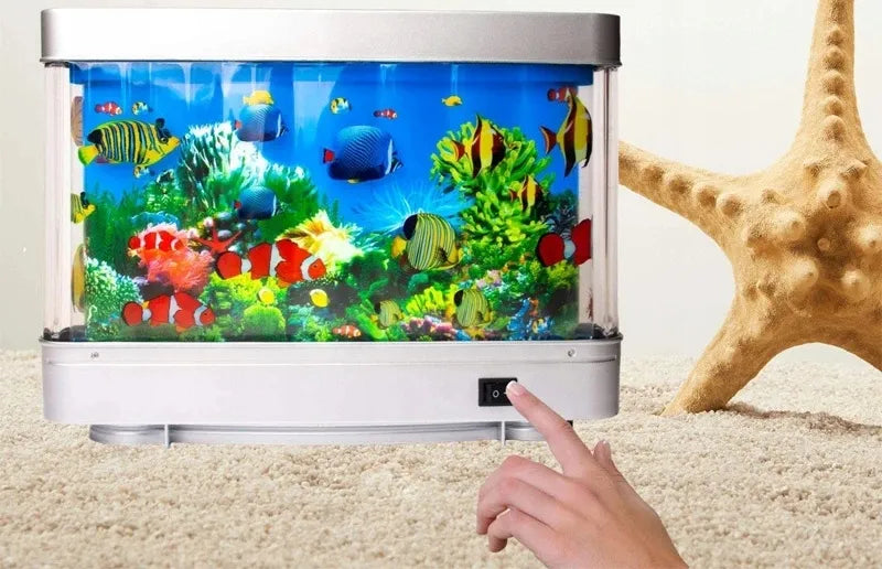 LED Naktinė Lempa Akvariumas su Plaukiojančiomis Žuvytėmis