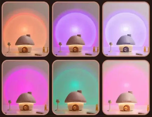 LED naktinė lemputė oro drėkintuvas RGB projektorius spalvingas grybukas