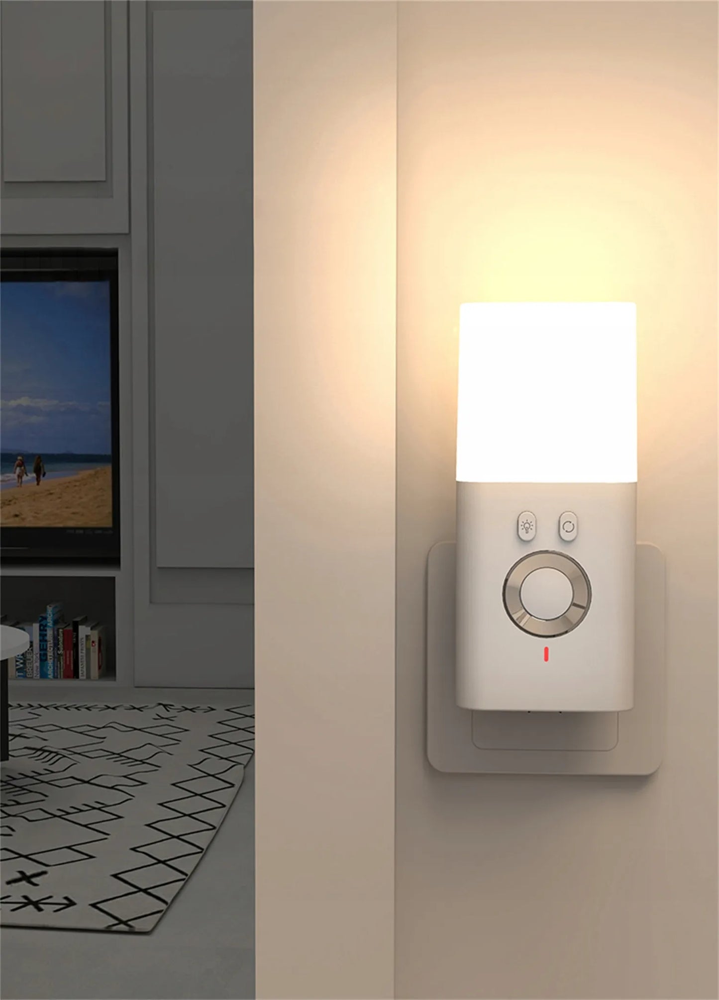 LED naktinė lemputė su judesio jutikliu į kištukinį lizdą, spalvota šviesa
