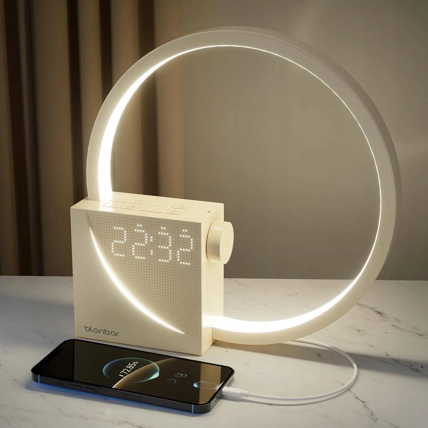 LED Naktinis Šviestuvas su Žadintuvu, Gamtos Garsais ir USB