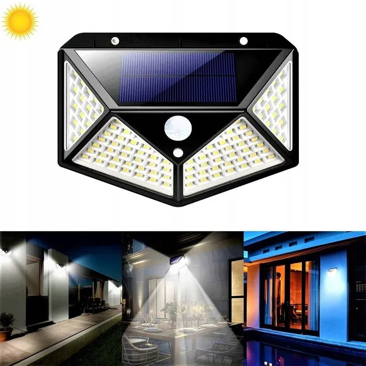 LED saulės energija maitinamas šviestuvas su judesio ir sutemų jutikliu