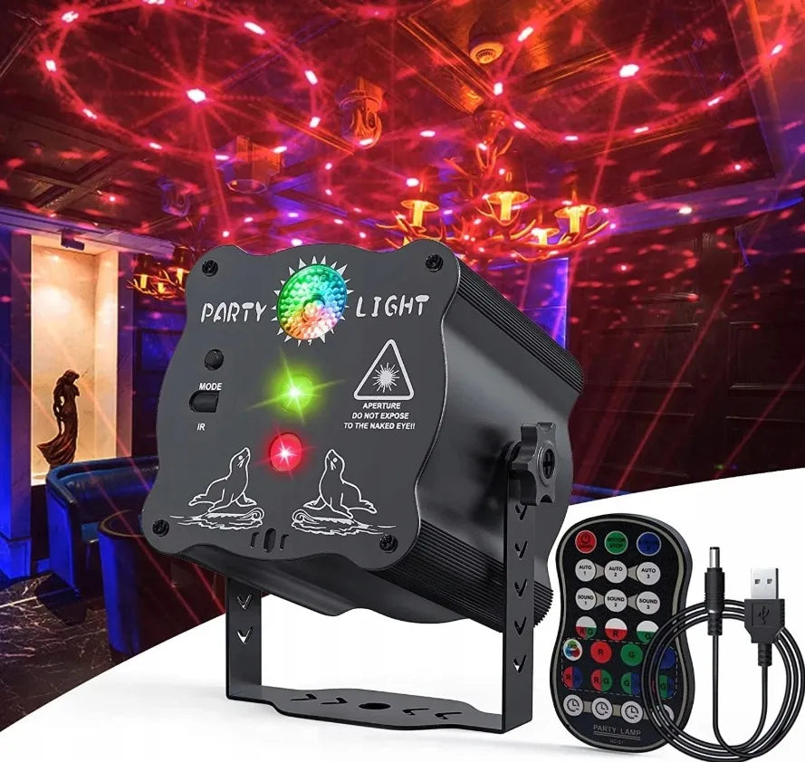 LED scenos apšvietimas RGB lazerinis disko projektorius