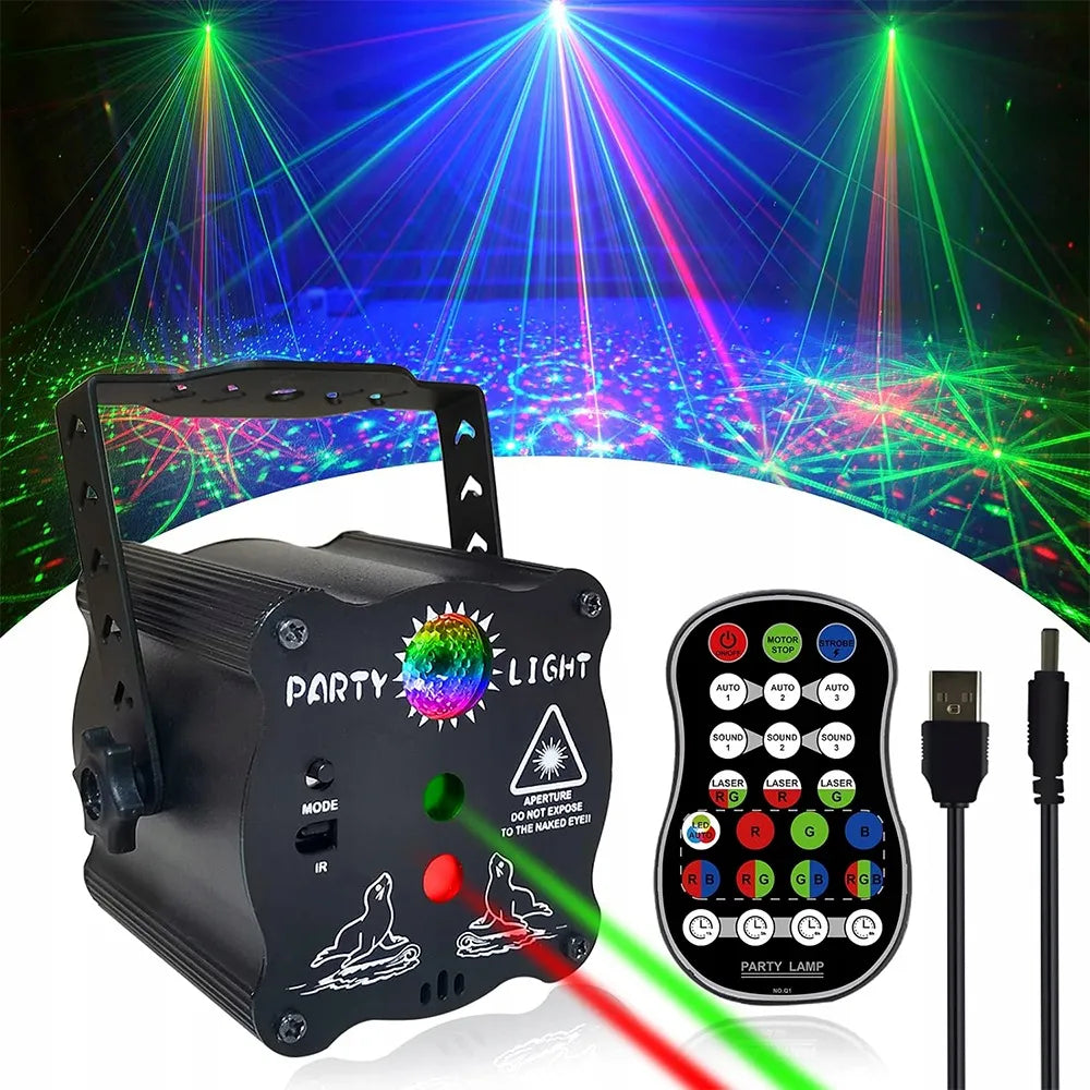 LED scenos apšvietimas RGB lazerinis disko projektorius