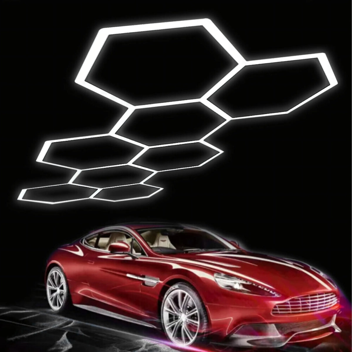 LED šešiakampė panelė dirbtuvių ir garažo apšvietimui, 257 × 244 cm, 280 W, 6500 K
