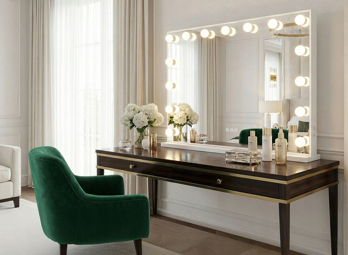 LED veidrodis HOLLYWOOD S WHITE 80x60 cm