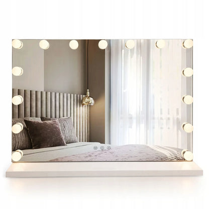 LED veidrodis HOLLYWOOD S WHITE 80x60 cm