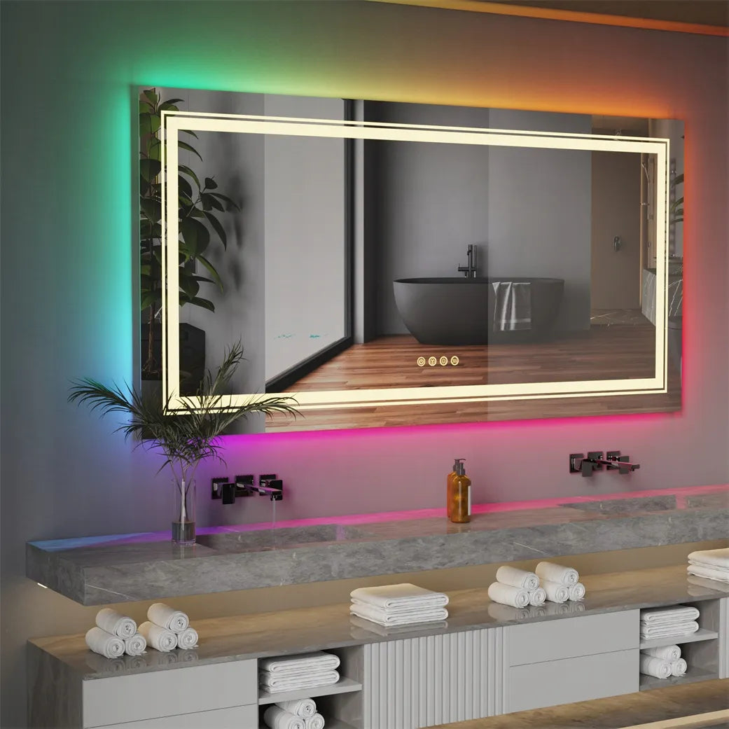 LED vonios veidrodis su RGB apšvietimu 120x60cm