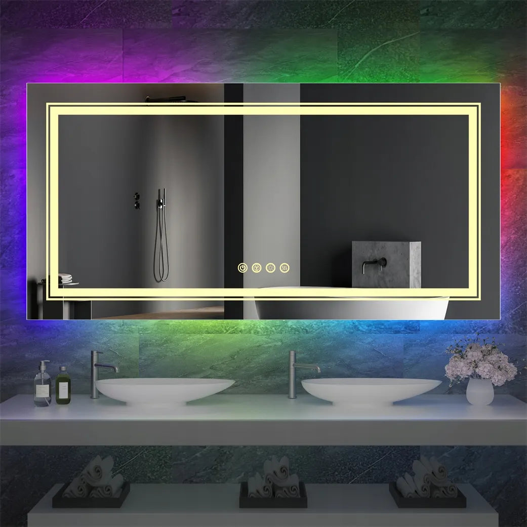 LED vonios veidrodis su RGB apšvietimu 120x60cm
