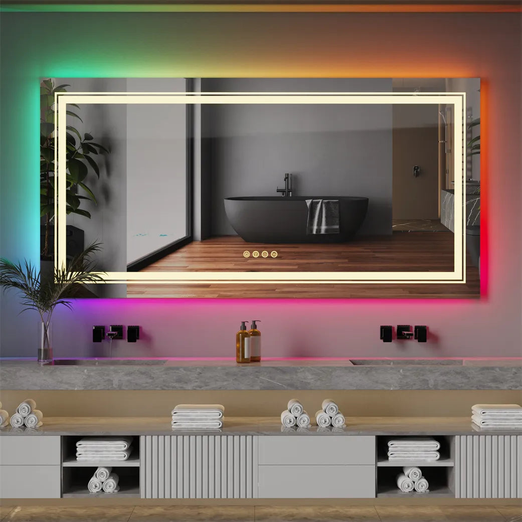 LED vonios veidrodis su RGB apšvietimu 120x60cm