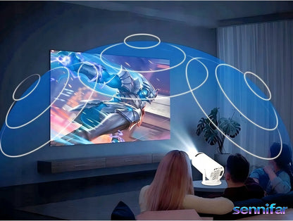 „ledrgb“ nešiojamasis „Android TV“ projektorius, 4K turinio palaikymas, „Wi-Fi“, „Full HD“, išmanusis garsiakalbis