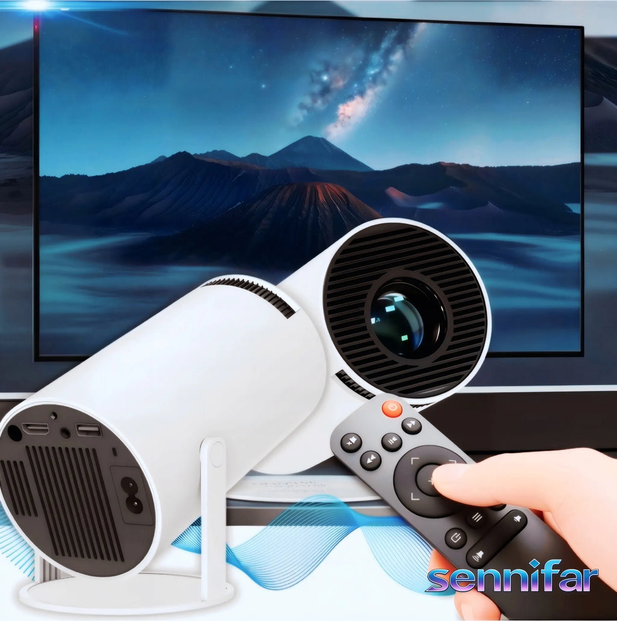 „ledrgb“ nešiojamasis „Android TV“ projektorius, 4K turinio palaikymas, „Wi-Fi“, „Full HD“, išmanusis garsiakalbis