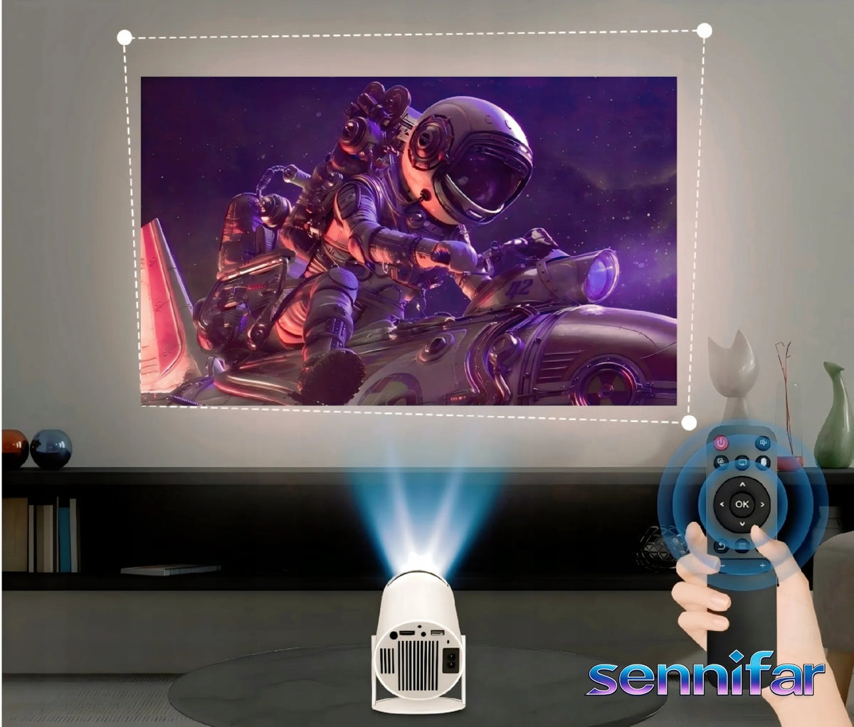 „ledrgb“ nešiojamasis „Android TV“ projektorius, 4K turinio palaikymas, „Wi-Fi“, „Full HD“, išmanusis garsiakalbis