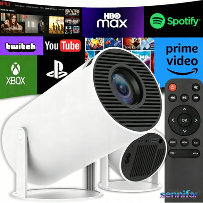 „ledrgb“ nešiojamasis „Android TV“ projektorius, 4K turinio palaikymas, „Wi-Fi“, „Full HD“, išmanusis garsiakalbis