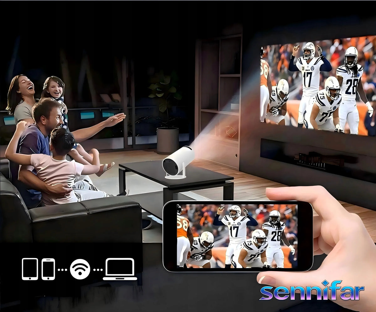 „ledrgb“ nešiojamasis „Android TV“ projektorius, 4K turinio palaikymas, „Wi-Fi“, „Full HD“, išmanusis garsiakalbis