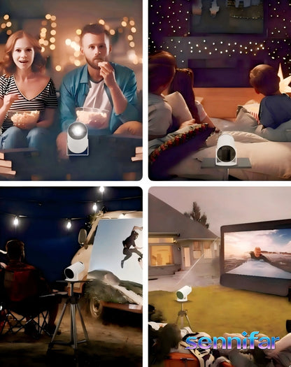 „ledrgb“ nešiojamasis „Android TV“ projektorius, 4K turinio palaikymas, „Wi-Fi“, „Full HD“, išmanusis garsiakalbis