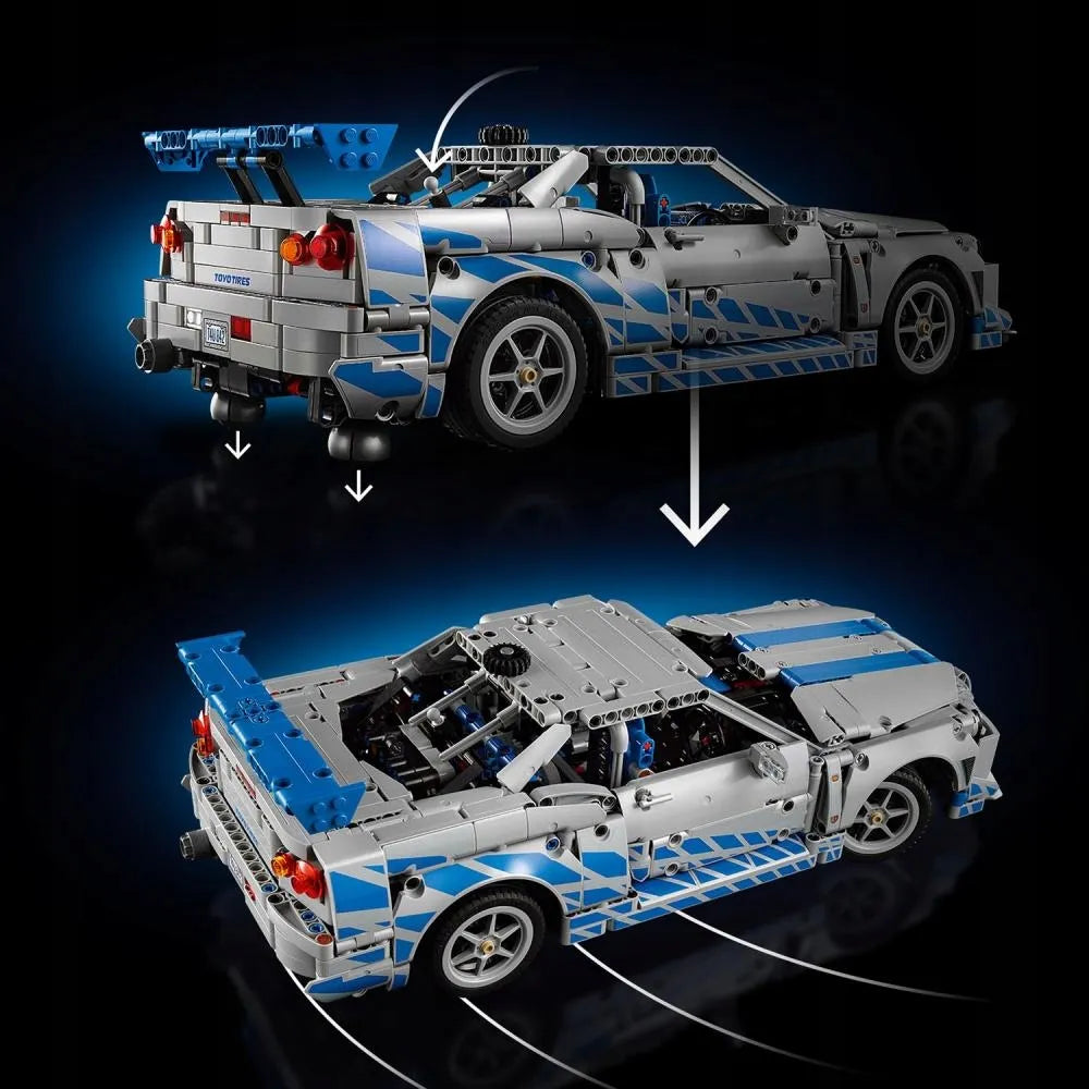 LEGO 42210 Technic Nissan Skyline GT-R (R34) automobilis iš filmo Greiti ir įsiutę