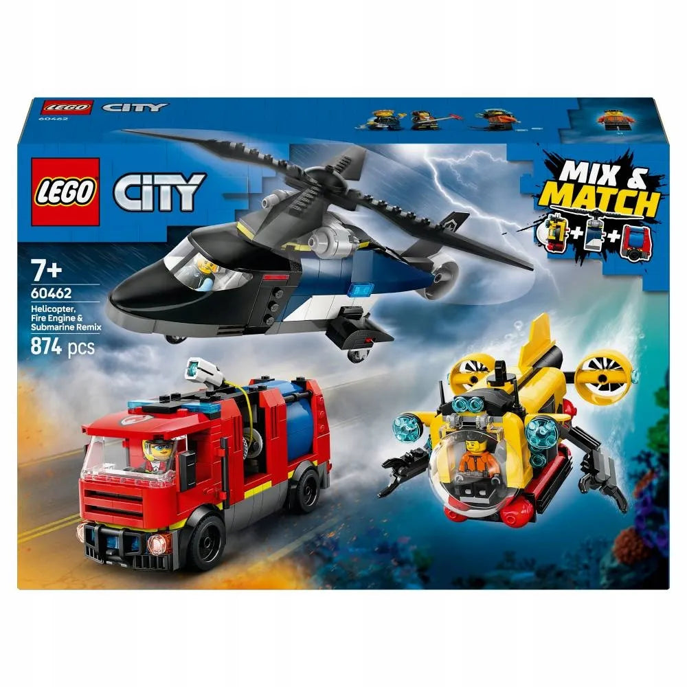 LEGO 60462 CITY Rinkinys su sraigtasparniu, gaisrinės automobiliu ir povandeniniu laivu