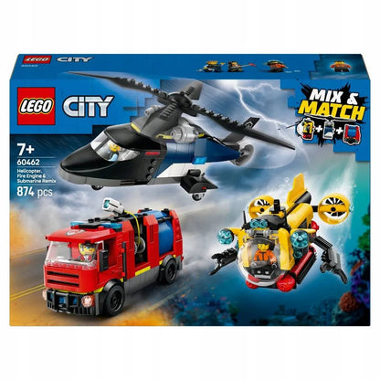 LEGO 60462 CITY Rinkinys su sraigtasparniu, gaisrinės automobiliu ir povandeniniu laivu