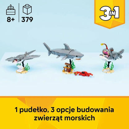 LEGO Creator 3 viename 31381 Laukinis ryklys ir lobių skrynia