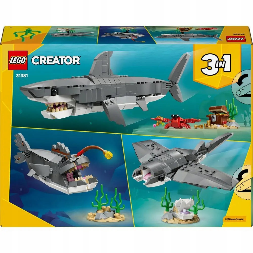 LEGO Creator 3 viename 31381 Laukinis ryklys ir lobių skrynia