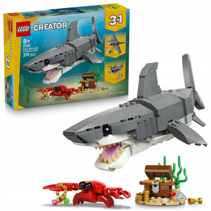 LEGO Creator 3 viename 31381 Laukinis ryklys ir lobių skrynia