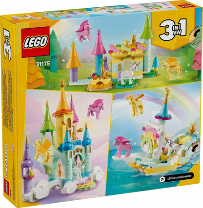 LEGO Creator 3 viename vienaragių pilis – konstravimo rinkinys su vienaragiais
