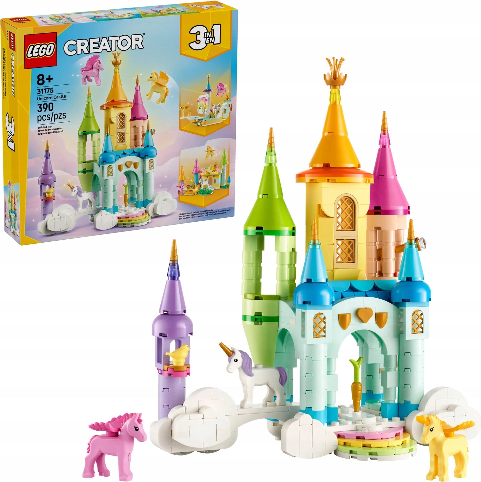 LEGO Creator 3 viename vienaragių pilis – konstravimo rinkinys su vienaragiais