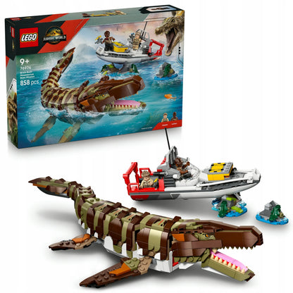 LEGO Jurassic World misija laivu ir mozazauro modelis 76974
