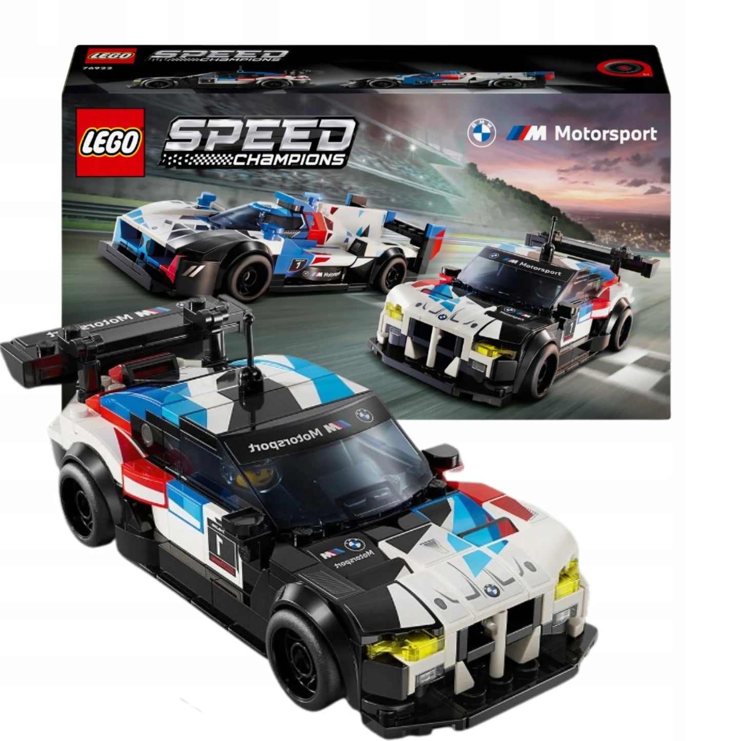 LEGO Speed Champions BMW M4 GT3 ir BMW M Hybrid V8 lenktyniniai automobiliai 76922