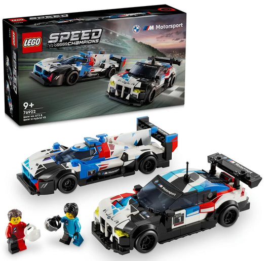 LEGO Speed Champions BMW M4 GT3 ir BMW M Hybrid V8 lenktyniniai automobiliai 76922