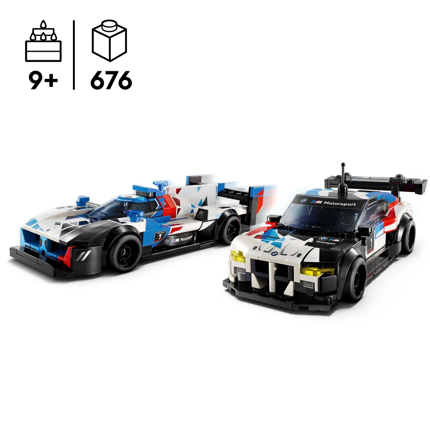 LEGO Speed Champions BMW M4 GT3 ir BMW M Hybrid V8 lenktyniniai automobiliai 76922