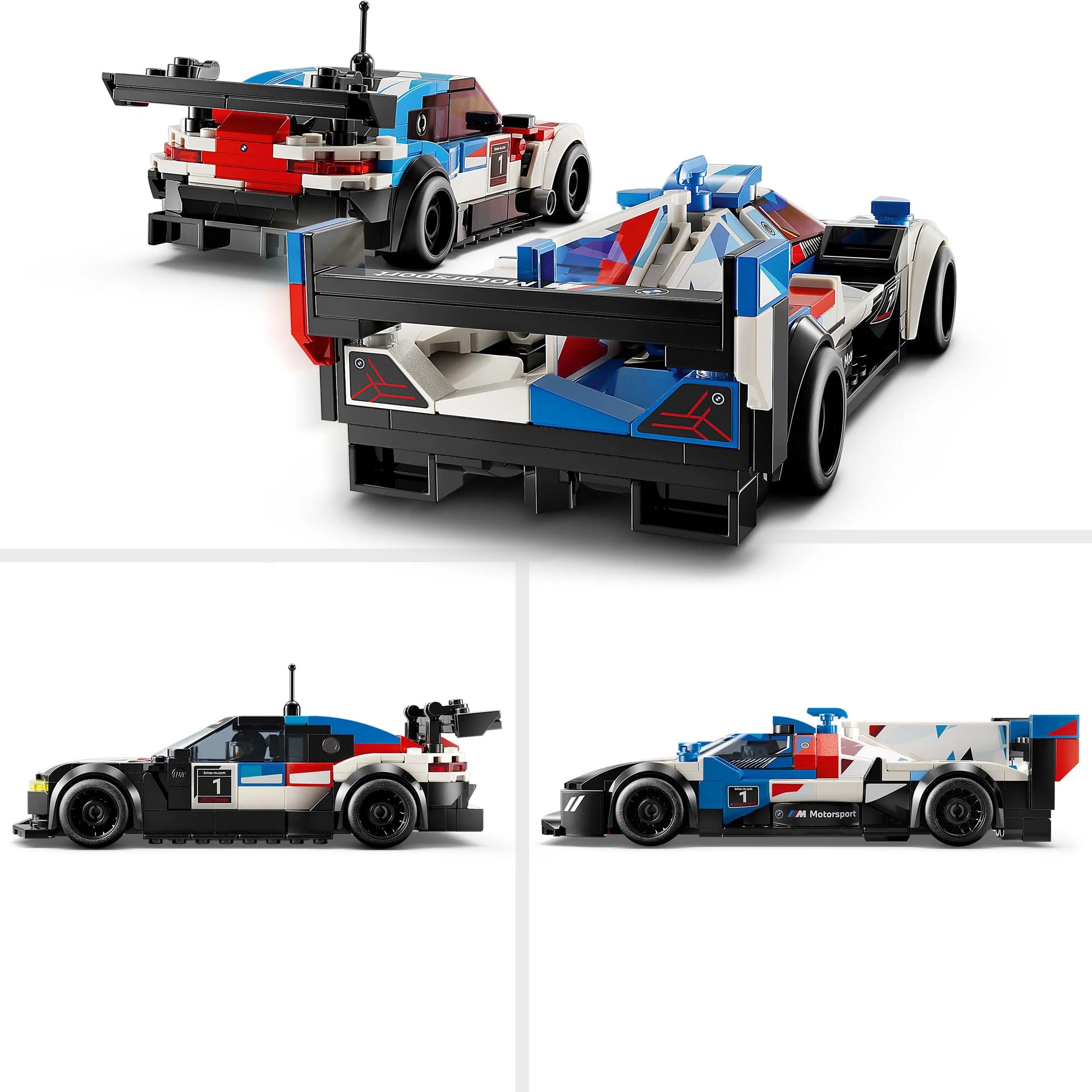 LEGO Speed Champions BMW M4 GT3 ir BMW M Hybrid V8 lenktyniniai automobiliai 76922