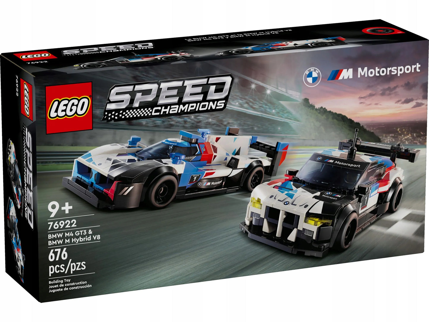 LEGO Speed Champions BMW M4 GT3 ir BMW M Hybrid V8 lenktyniniai automobiliai 76922