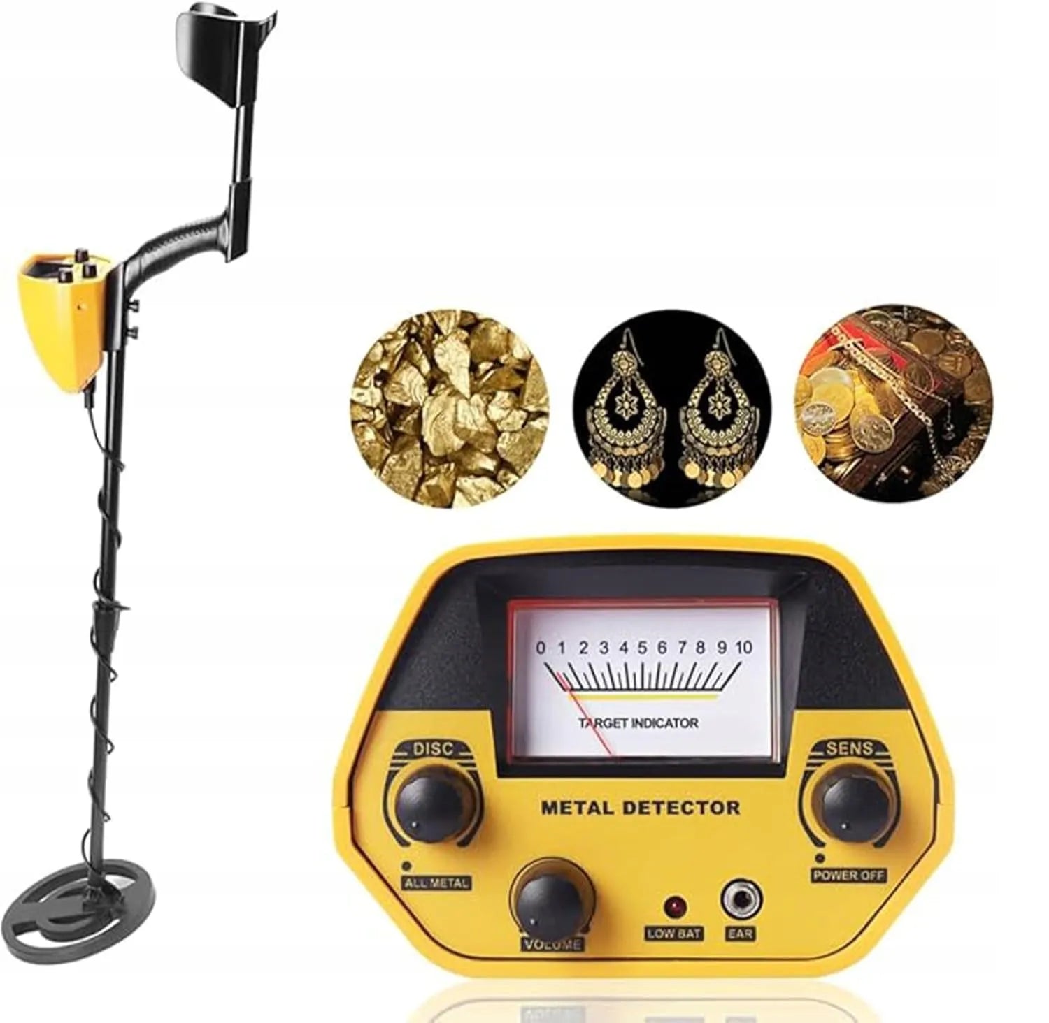 Lengvas metalo detektorius su LCD ekranu