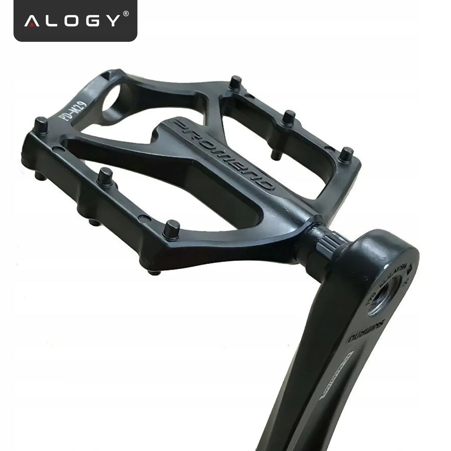 Lengvi aliumininiai platforminiai MTB ir turistinių dviračių pedalai Alogy RideForce, juodi