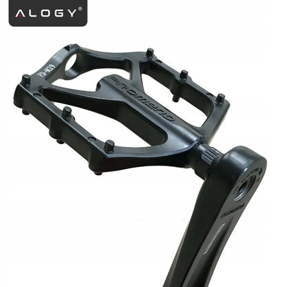 Lengvi aliumininiai platforminiai MTB ir turistinių dviračių pedalai Alogy RideForce, juodi