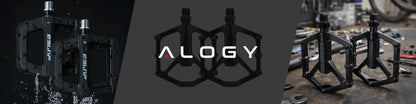 Lengvi aliumininiai platforminiai MTB ir turistinių dviračių pedalai Alogy RideForce, juodi