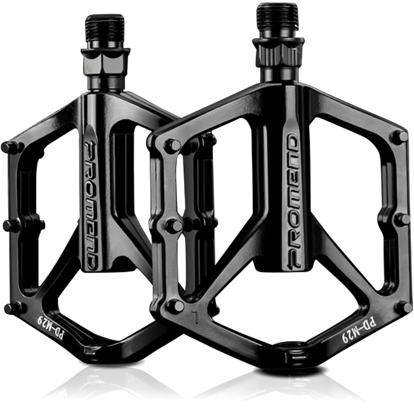 Lengvi aliumininiai platforminiai MTB ir turistinių dviračių pedalai Alogy RideForce, juodi