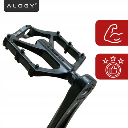 Lengvi aliumininiai platforminiai MTB ir turistinių dviračių pedalai Alogy RideForce, juodi