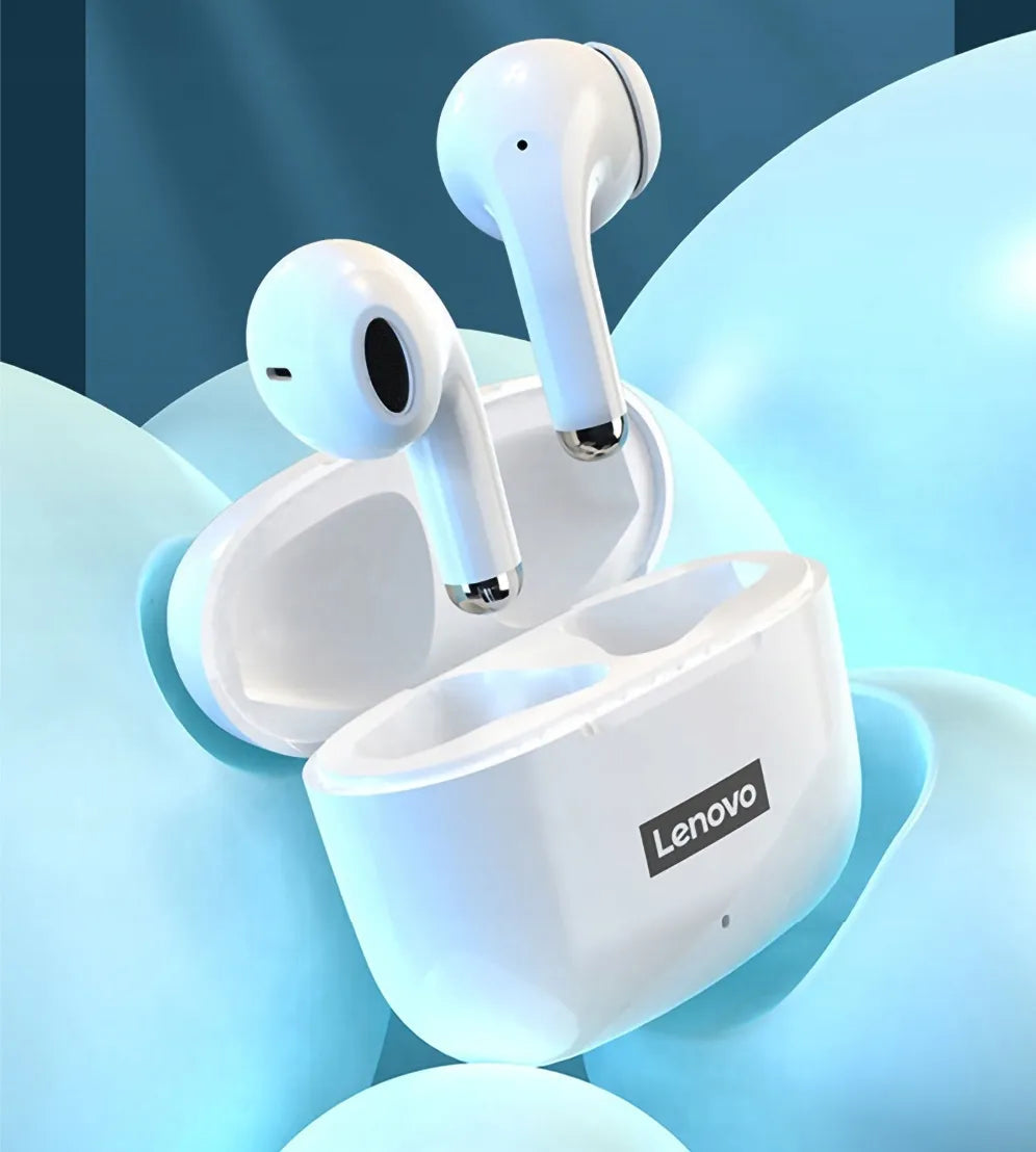 „Lenovo LP40 PRO“ baltos belaidės ausinės į ausis, IPX5, „Bluetooth 5.1“