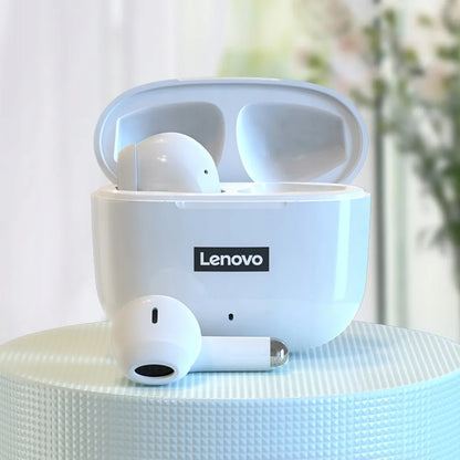 „Lenovo LP40 PRO“ baltos belaidės ausinės į ausis, IPX5, „Bluetooth 5.1“