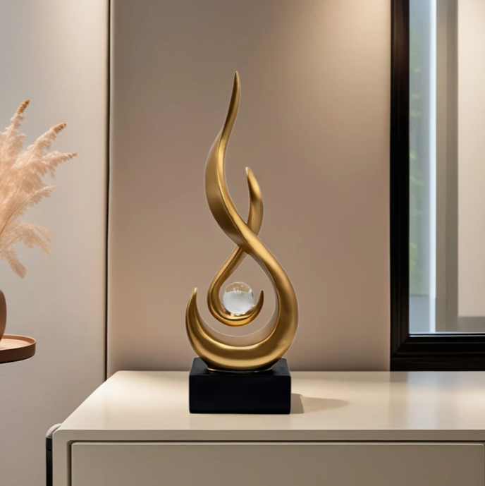 Golden flame ornament