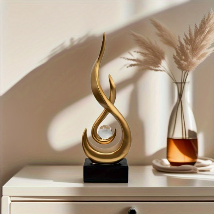 Golden flame ornament