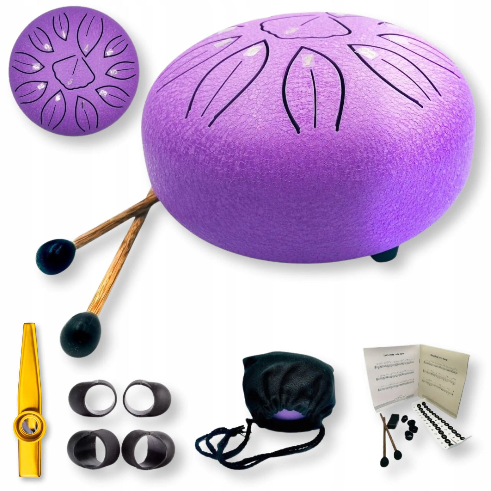 Liežuvinis būgnas 11 tonų 6 colių violetinis, plieninis Tongue Drum