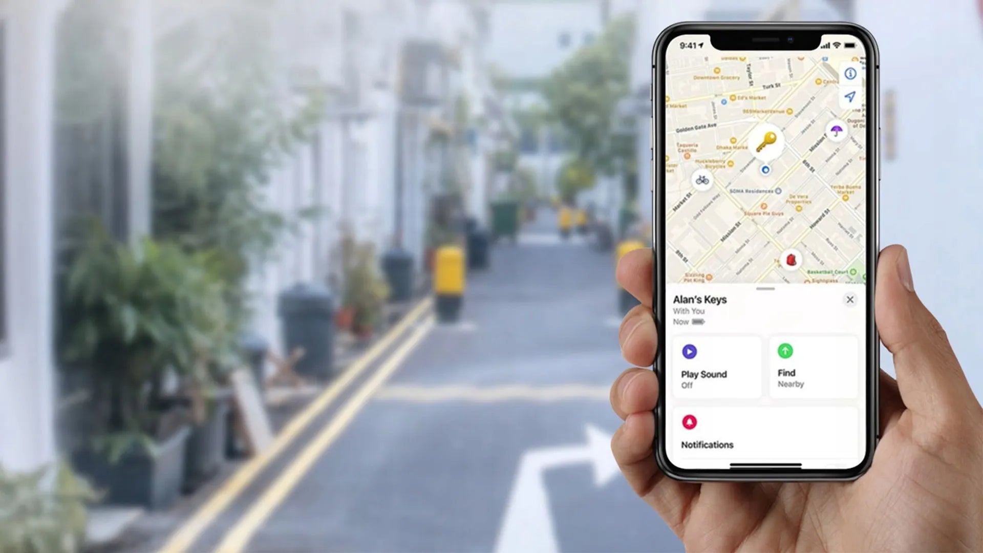 Lifemate Life Tag GPS ieieškiklis raktams, dviračiui, automobiliui, šuniui su dėklu, skirtas Apple iPhone